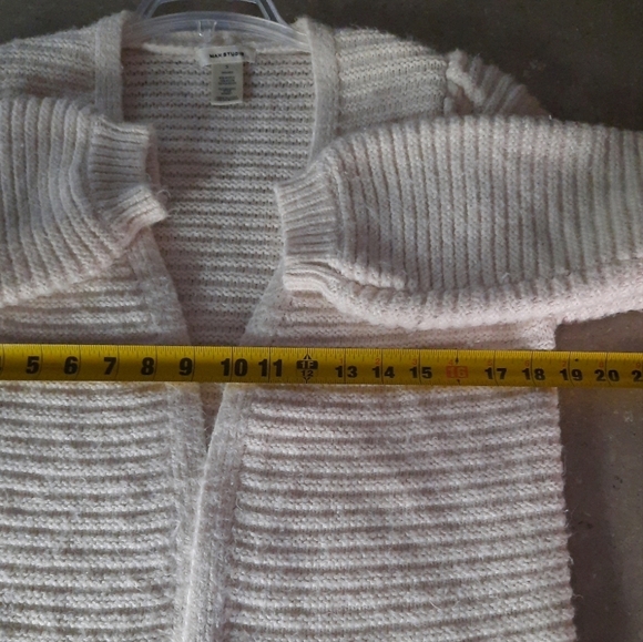 Max Studio Open Front Long Oversized Cardigan Sweater Beige Soft Size Small - Picture 8 of 12